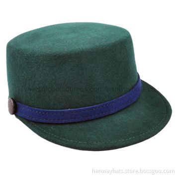 Waterproof Wool Felt Hat with Self Band and PVC Covered Button Trim